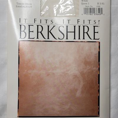 Vtg Berkshire WHITE Thigh High Nylon Stockings Sheer Queen 1X NOS 1990s Sexy